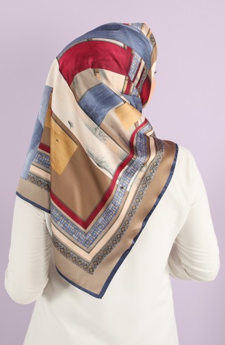 Karaca Patterned Rayon Scarf 90715-107 Indigo Brown 90715-07