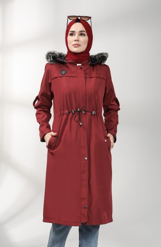 Bondite Fabric Hooded Coat 8101-07 Burgundy 8101-07