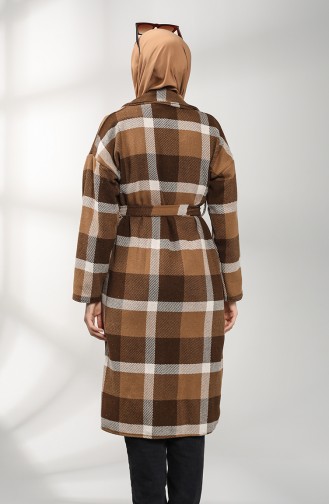 Patterned Belted Coat 21k81191e-01 Brown 21K81191E-01