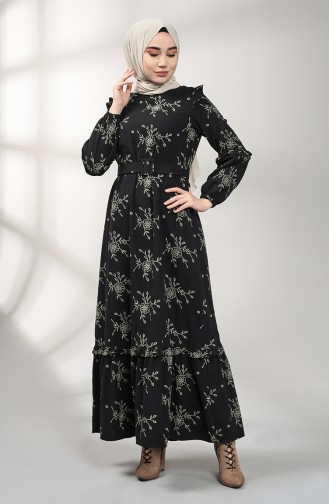 Schwarz Hijab Kleider 21K8189-05