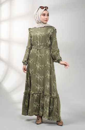 Khaki Hijab Kleider 21K8189-06