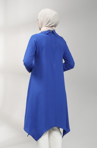 Kolyeli Asimetrik Tunik 5006-02 Saks