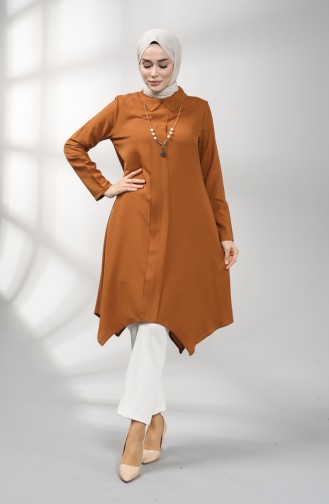 Asymmetric Tunic with Necklace 5006-03 Tobacco 5006-03