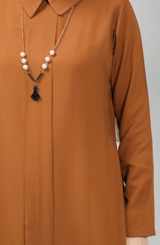 Asymmetric Tunic with Necklace 5006-03 Tobacco 5006-03