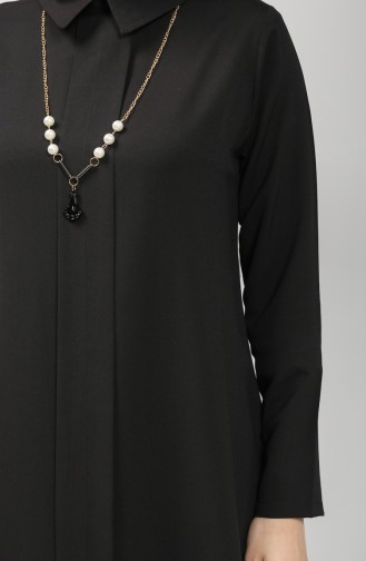 Asymmetric Tunic with Necklace 5006-04 Black 5006-04