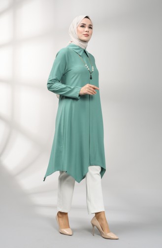 Asymmetric Tunic with Necklace 5006-05 Age Green 5006-05