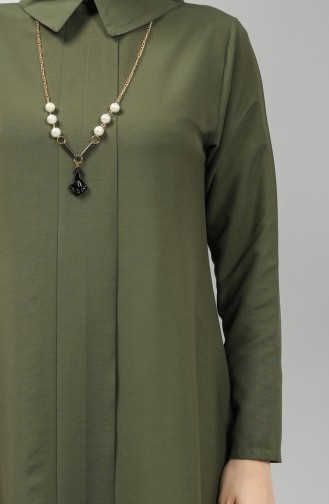 Asymmetric Tunic with Necklace 5006-06 Khaki 5006-06