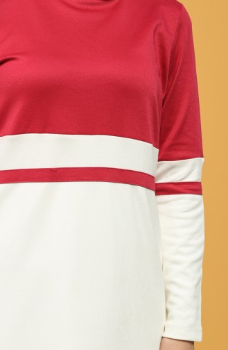 Şeritli Spor Tunik 8279-05 Fuşya