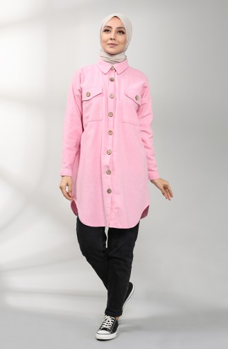 Düğmeli Tunik 21K8195-04 Pembe