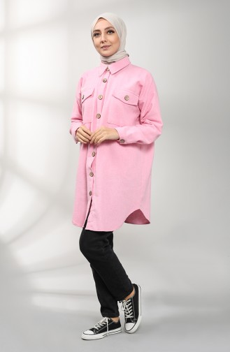 Düğmeli Tunik 21K8195-04 Pembe