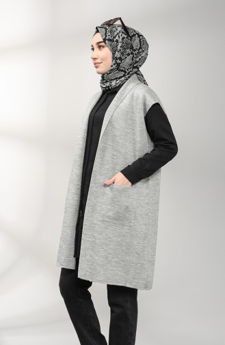 Triko Cepli Yelek 0596-02 Gri