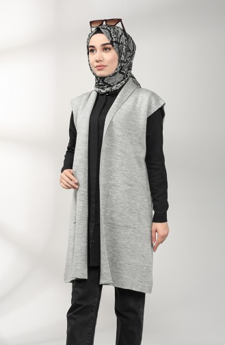 Triko Cepli Yelek 0596-02 Gri
