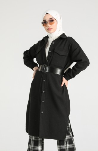 Buttoned Long Tunic with Pockets 6071-03 Black 6071-03