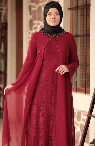 Claret red İslamitische Avondjurk 3124-02