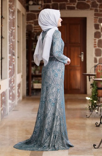 Emerald Green Hijab Evening Dress 3226-04