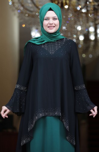 Smaragdgrün Hijab-Abendkleider 3278-05