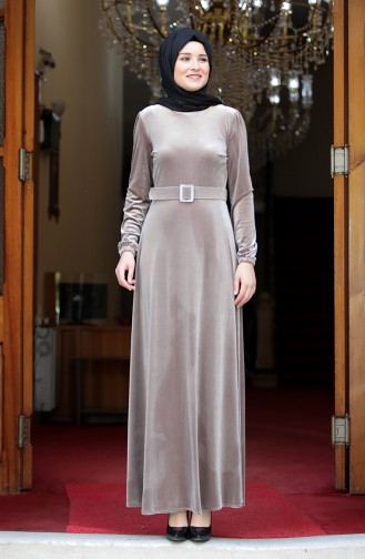 Belted Velvet Dress 3245-02 Mink 3245-02