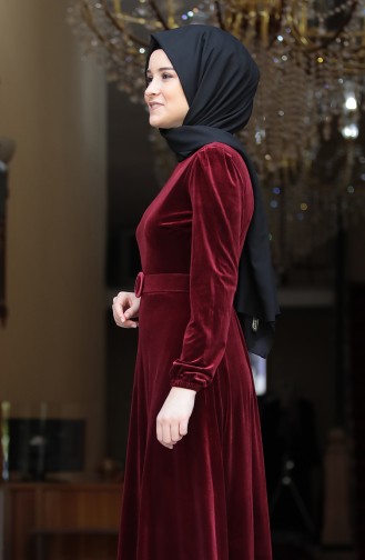 Weinrot Hijab Kleider 3245-06