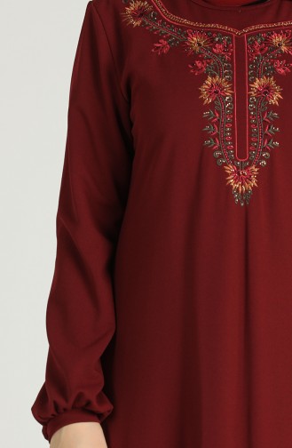Embroidered Dress 20k3015501-01 Burgundy 20K3015501-01