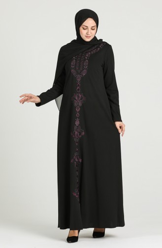 Nakışlı Elbise 20K3016400-02 Siyah