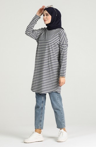 Striped Tunic 1408-01 Gray 1408-01