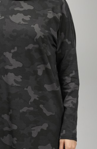 Camouflage Patterned Tunic 1410-01 Black 1410-01