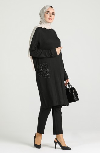 Sequined Pocket Tunic 30012-01 Black 30012-01