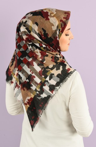 Patterned Flamed Scarf 2975-07 Burgundy Light Brown 2975-07