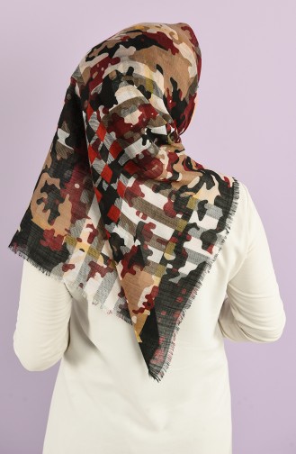 Patterned Flamed Scarf 2975-07 Burgundy Light Brown 2975-07