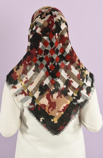 Patterned Flamed Scarf 2975-07 Burgundy Light Brown 2975-07