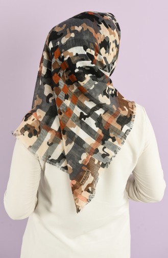 Patterned Flamed Scarf 2975-08 Dark Gray Light Brown 2975-08