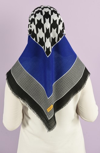 Luxury Patterned Flamed Scarf 2977-16 Saxe Blue 2977-16