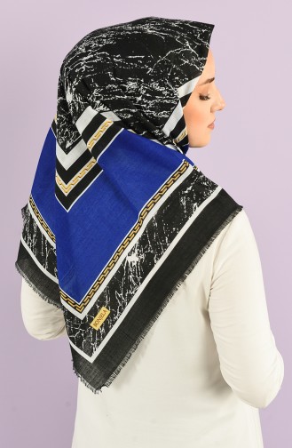 Luxury Patterned Flamed Scarf 2978-10 Saxe Blue 2978-10