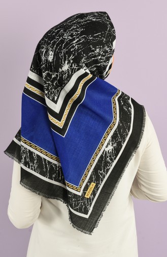 Luxury Patterned Flamed Scarf 2978-10 Saxe Blue 2978-10