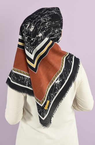 Luxury Patterned Flamed Scarf 2978-13 Brown 2978-13