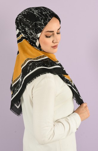 Luxury Patterned Flamed Scarf 2978-15 Mustard 2978-15