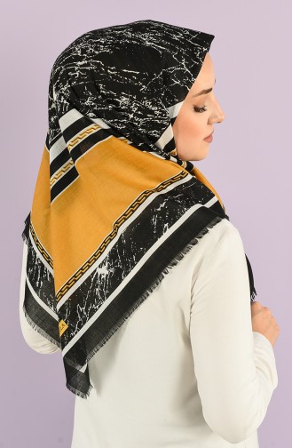 Luxury Patterned Flamed Scarf 2978-15 Mustard 2978-15