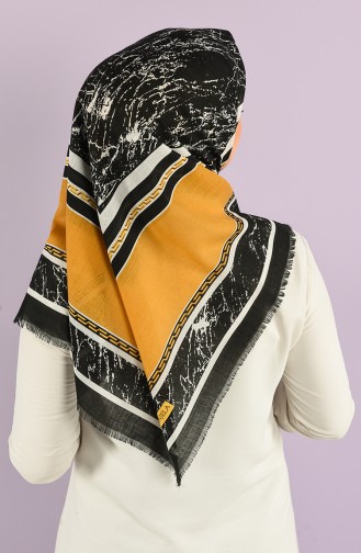 Luxury Patterned Flamed Scarf 2978-15 Mustard 2978-15