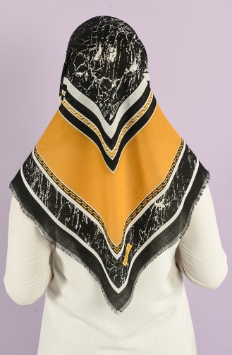 Luxury Patterned Flamed Scarf 2978-15 Mustard 2978-15