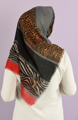 Leopard Print Flamed Scarf 2980-03 Red 2980-03