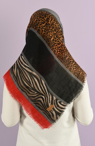 Leopard Print Flamed Scarf 2980-03 Red 2980-03