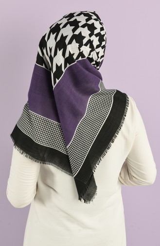 Luxury Patterned Flamed Scarf 2977-01 Dark Lilac 2977-01