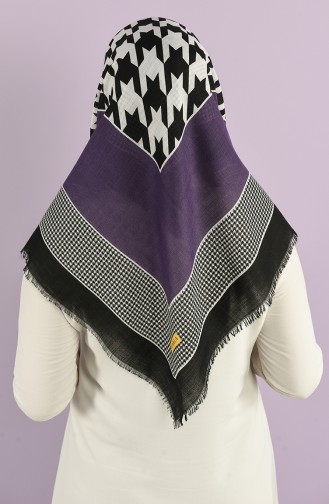 Luxury Patterned Flamed Scarf 2977-01 Dark Lilac 2977-01
