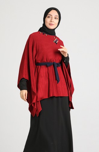 Belted Poncho Tunic 9k6904800-02 Burgundy 9K6904800-02