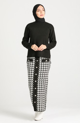 Knitwear Sweater Skirt Double Suit 7250-02 Black 7250-02