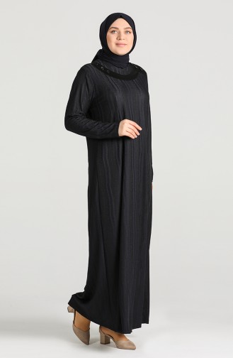 Dunkelblau Hijab Kleider 0411-03