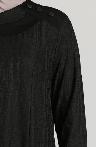 Plus Size Button Detailed Dress 0411-06 Black 0411-06