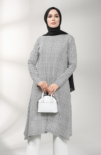 Kazayağı Desenli Tunik 8147-01 Siyah