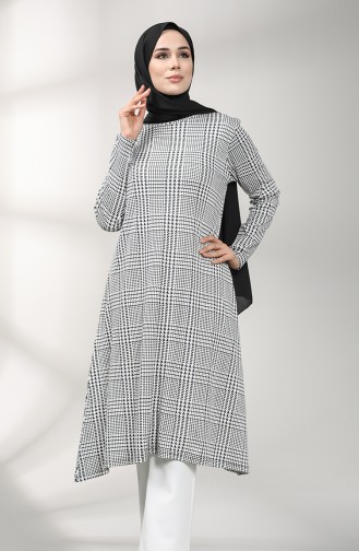 Kazayağı Desenli Tunik 8147-01 Siyah