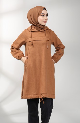 Hooded Long Tunic 21k8184-01 Milky Coffee 21K8184-01